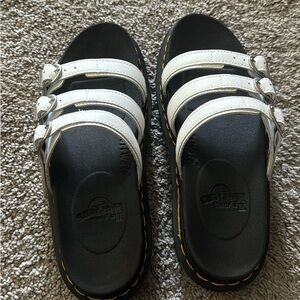 Dr. Martens Blaire Slides Buckle Platform Sandals White/Black Womens Size 10